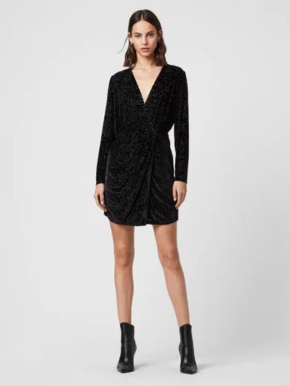ALLSAINTS Laney Devore Dress Leopard Print Velvet NWOT